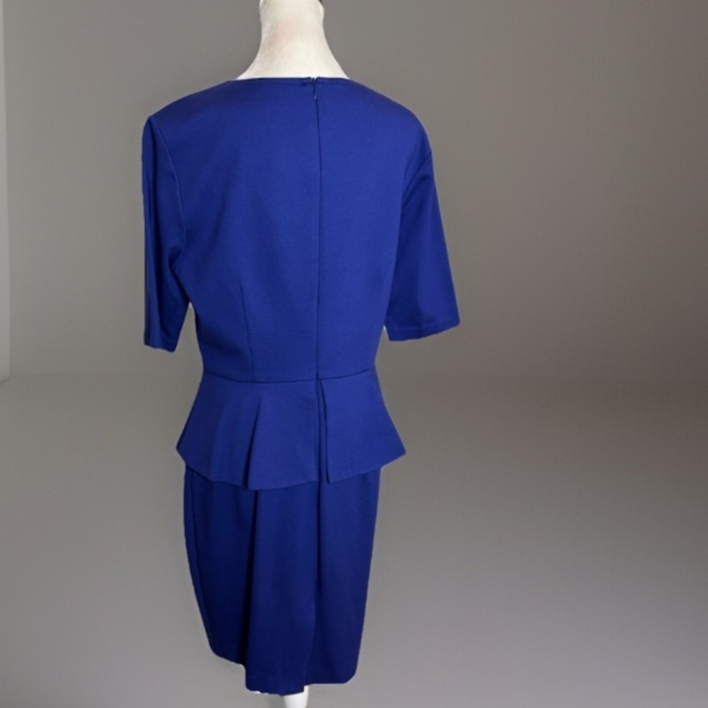 Trina Turk, Tanzanite Trophy Peplum Waist Sheath Dress. - Picture 7 of 7